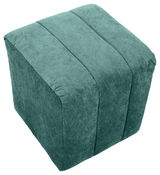 Grüner Hocker aus Stoff in schräger Draufsicht