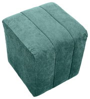 Grüner Hocker aus Stoff in schräger Draufsicht