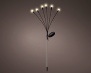 Solar Stabbeleuchtung aus Plastik mit sechs leuchtenden LED-Lampen, seitliche Perspektive