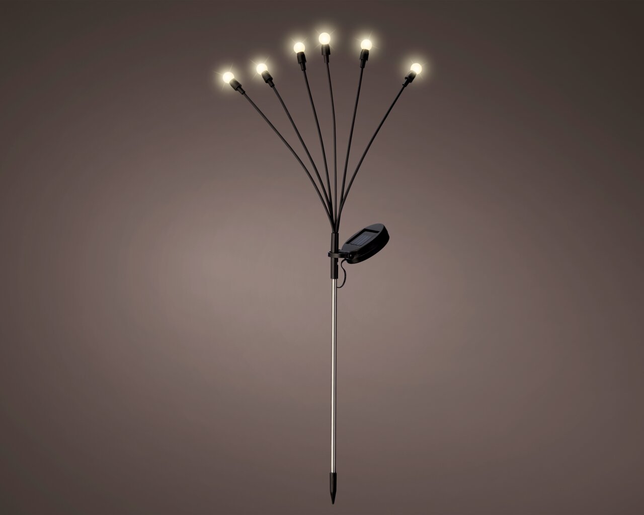 Zonne-energieverlichting van kunststof met zes LED-lampjes, zijaanzicht