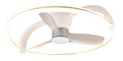 Moderner Deckenventilator mit LED-Beleuchtung, seitliche Perspektive