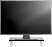 Frontalansicht eines Bildschirm-Aufsatzes mit einem großen Monitor darauf.