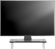 Frontalansicht eines Bildschirm-Aufsatzes mit einem großen Monitor darauf.