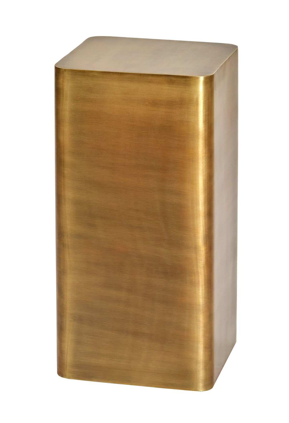 Goldene Säule mit abgerundeten Ecken, perspektivisch von vorne und leicht seitlich fotografiert.