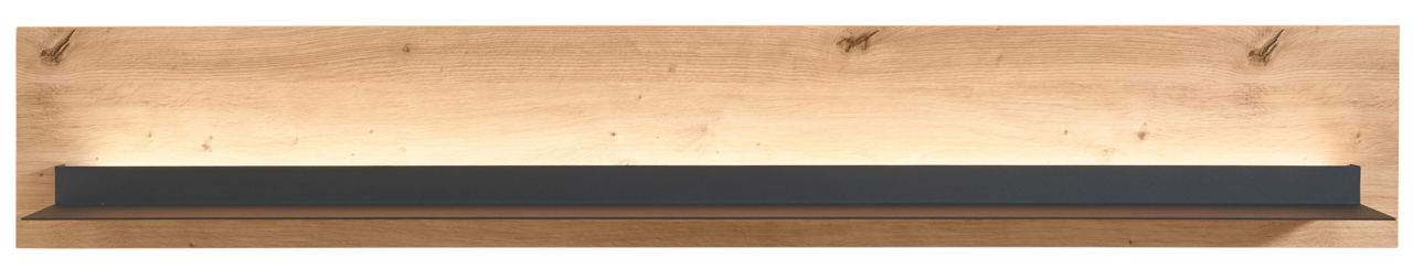 Wandboard aus Holz mit dunkler Ablage, frontal betrachtet