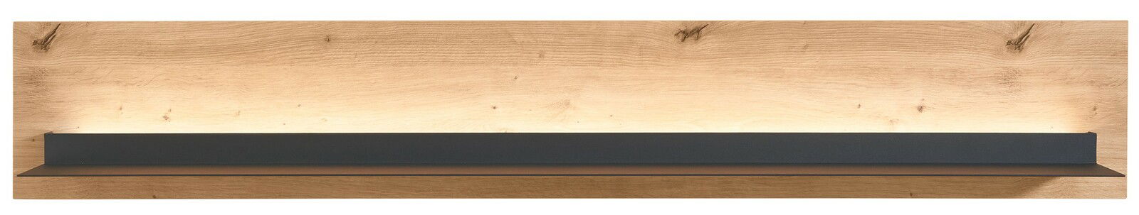 Wandboard aus Holz mit dunkler Ablage, frontal betrachtet