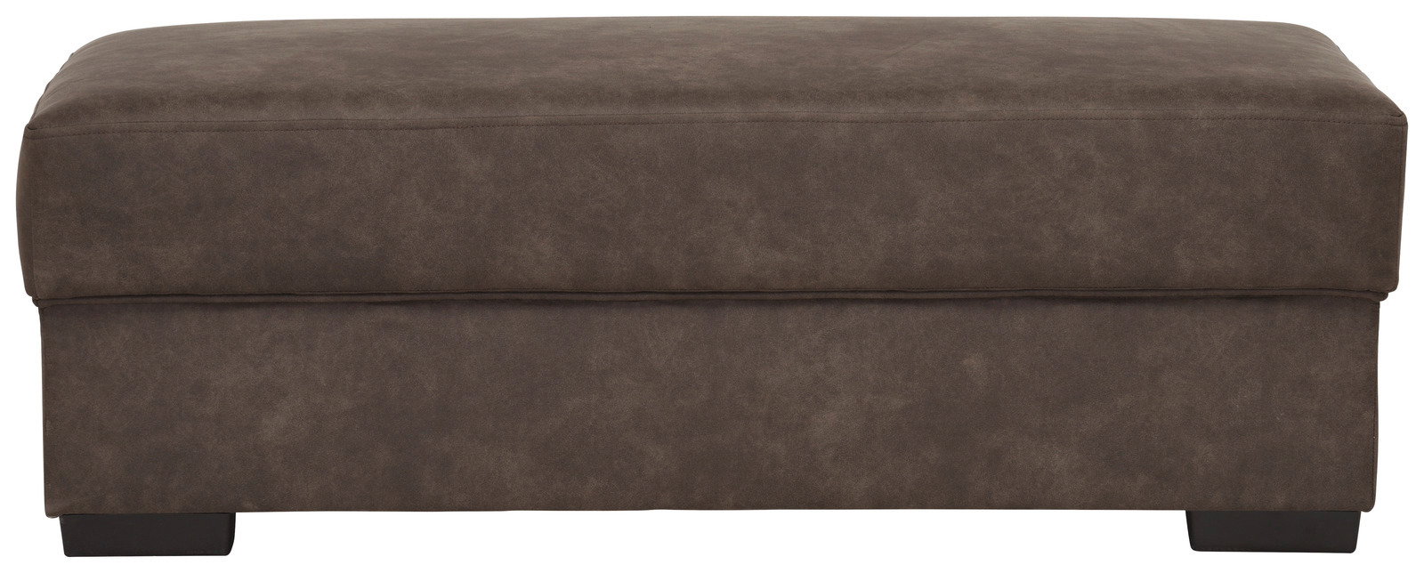 Brauner Hocker in rechteckiger Form, frontal fotografiert.