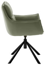 Moderner grüner Sessel mit schwarzem Metallgestell, Seitenansicht