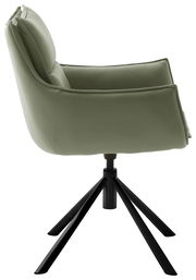 Moderner grüner Sessel mit schwarzem Metallgestell, Seitenansicht