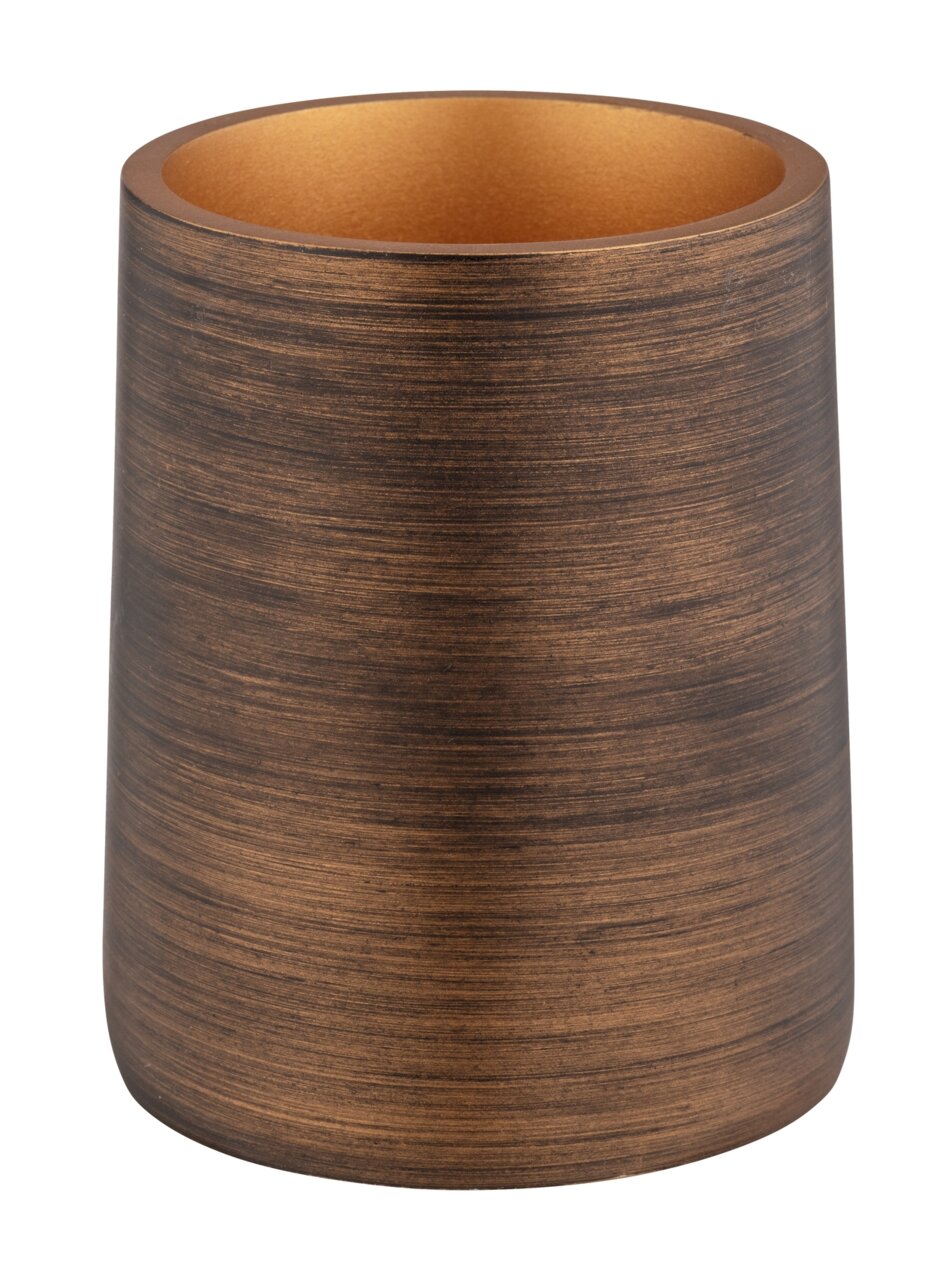 Zahnputzbecher Palena in Bronze, zylindrische Form, seitliche Perspektive