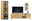 Moderne Wandkombination aus Holz mit Vitrine, TV-Schrank und Wandregal, frontal betrachtet.