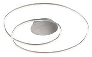Moderne Deckenleuchte Holy mit zwei ineinander verschlungenen LED-Ringen, seitliche Perspektive