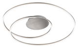 Moderne Deckenleuchte Holy mit zwei ineinander verschlungenen LED-Ringen, seitliche Perspektive