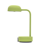 Grüne Tischlampe mit modernem Design, seitliche Perspektive
