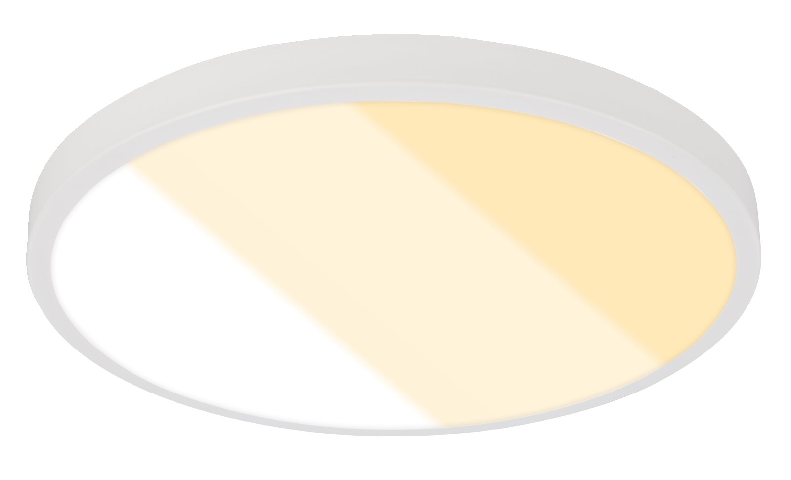 Briloner LED-plafondlamp SHINE Ronde, platte LED-plafondlamp met witte rand en warmwit licht, weergegeven in bovenaanzicht