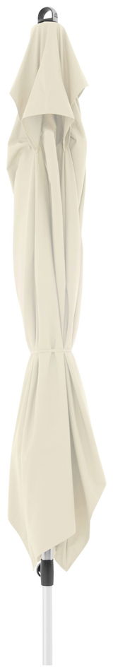 Geschlossener Kurbelschirm in heller Farbe, frontal betrachtet