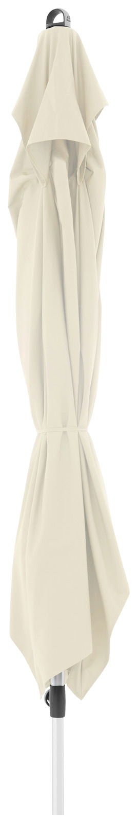 Geschlossener Kurbelschirm in heller Farbe, frontal betrachtet