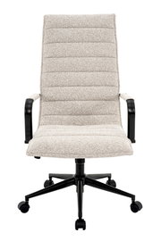 Moderner Drehstuhl mit gepolsterter Rückenlehne und Sitzfläche in Vorderansicht