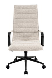 Moderner Drehstuhl mit gepolsterter Rückenlehne und Sitzfläche in Vorderansicht