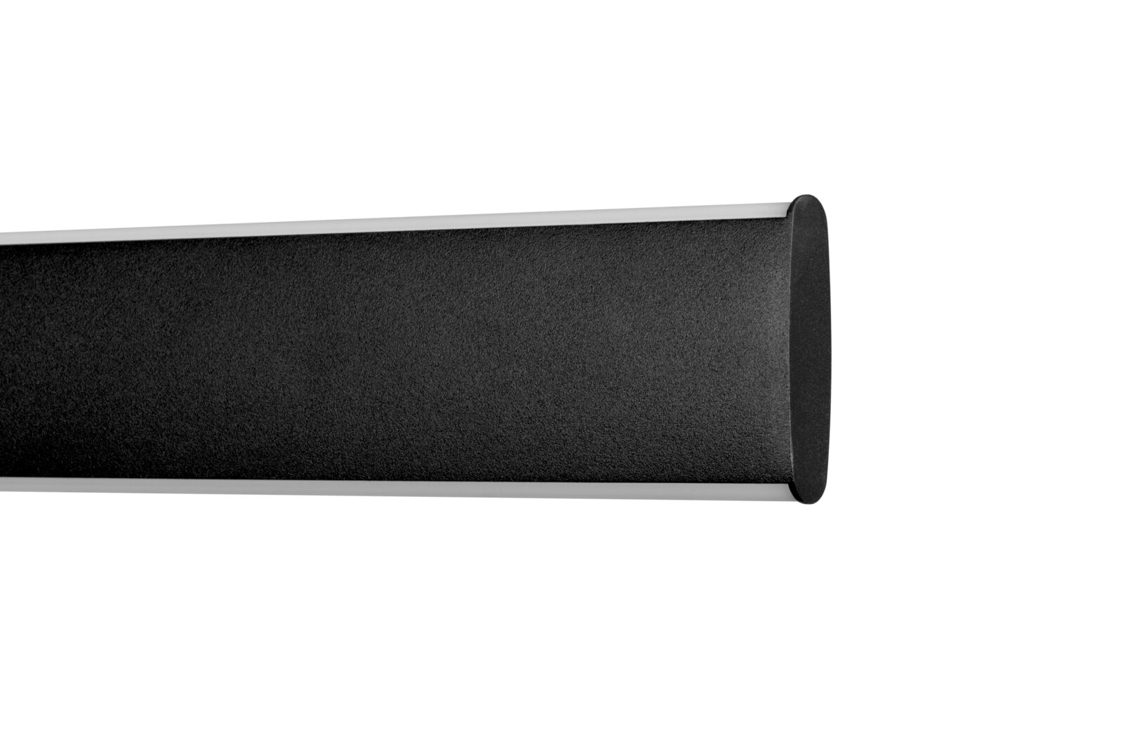 Schwarze LED-Hängeleuchte in seitlicher Perspektive