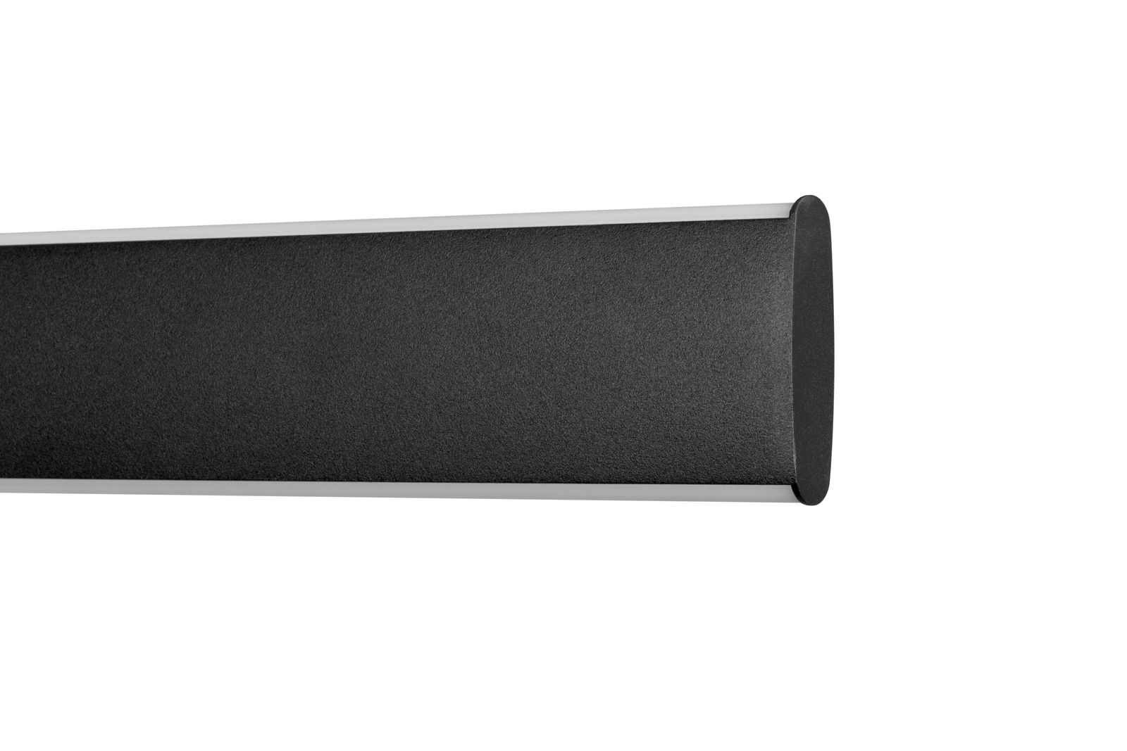 Schwarze LED-Hängeleuchte in seitlicher Perspektive