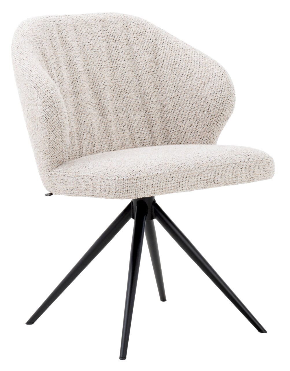 Dieter Knoll Armlehnstuhl ROXY Moderner Armlehnstuhl mit hellgrauem Stoffbezug und schwarzen Metallbeinen, seitliche Perspektive