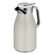 Silberne Thermoskanne SKYLINE mit 1,0l Fassungsvermögen, seitliche Perspektive