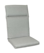 Hochlehnerauflage in grauem Stoff, seitliche Perspektive