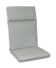 Hochlehnerauflage in grauem Stoff, seitliche Perspektive