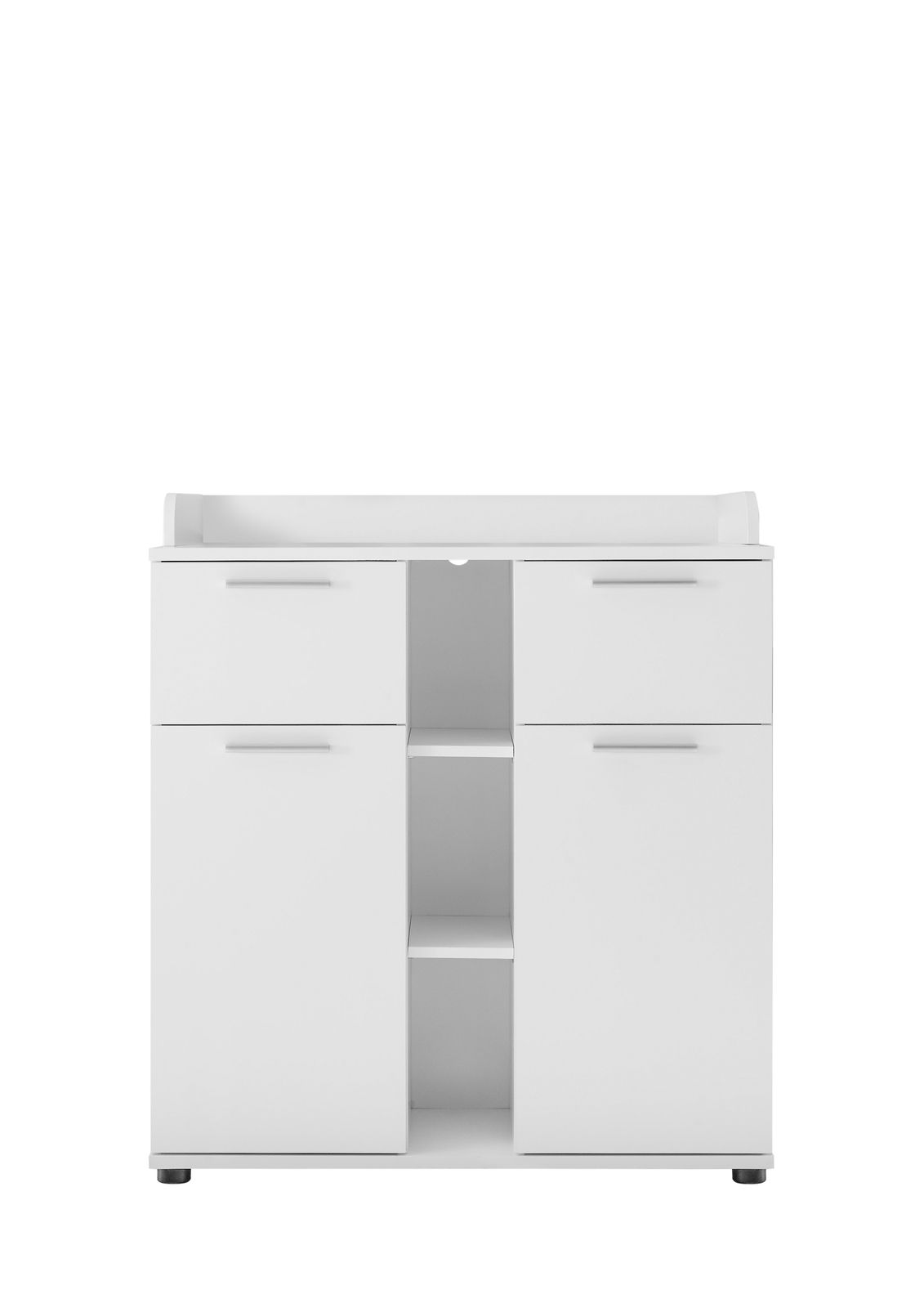 MyBaby Wickelkommode BIBO Weiße Wickelkommode mit zwei Türen und offenen Regalfächern, Frontalansicht
