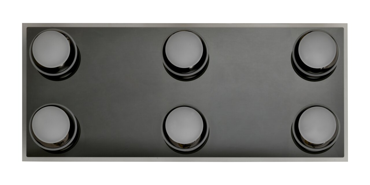 LED-plafondlamp met zes ronde lichtelementen, bovenaanzicht