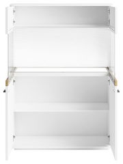 Weißes Highboard mit offenen Türen, Frontalansicht