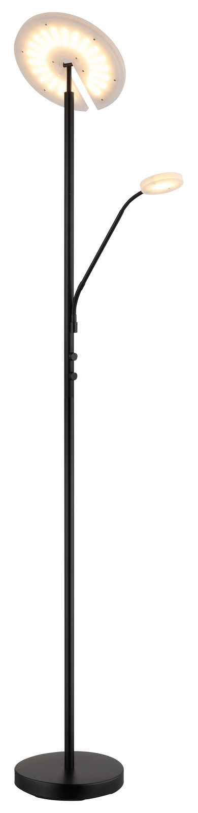 Moderner Deckenfluter Globo Lighting STANFORD mit zusätzlichem Leselicht, seitliche Perspektive