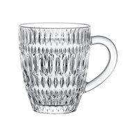 Glasbecher mit Ethno-Muster, seitliche Perspektive
