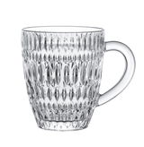 Glasbecher mit Ethno-Muster, seitliche Perspektive