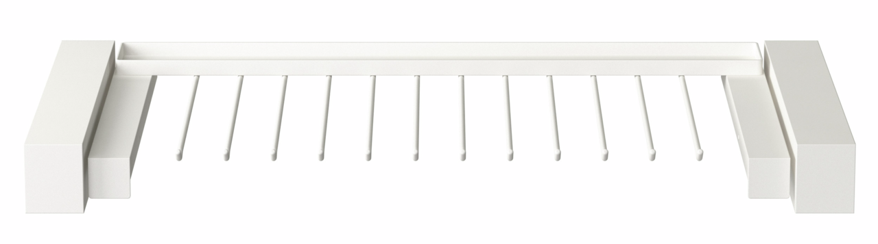 Weißer Hosenauszug mit mehreren Stangen, Ansicht von oben