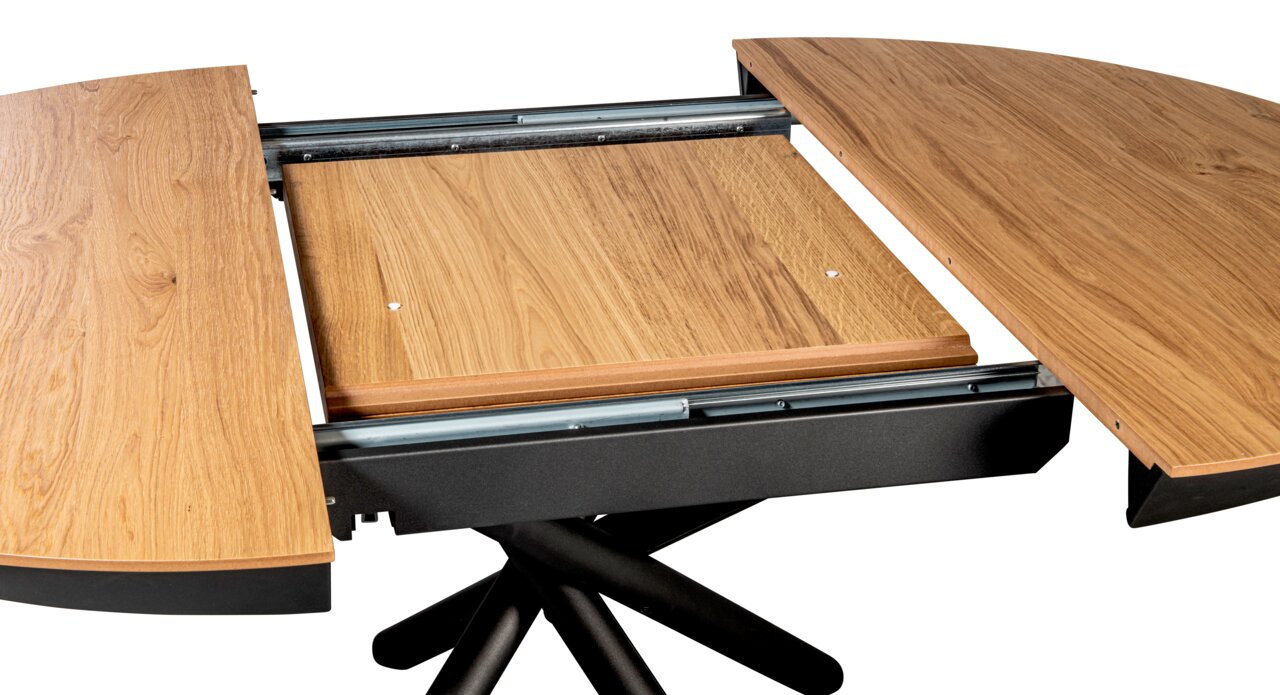 Esstisch mit ausziehbarer Holzplatte, Ansicht von oben