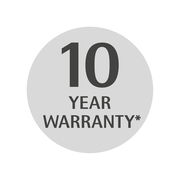 Rundes Symbol mit der Aufschrift '10 Year Warranty', Vorderansicht.
