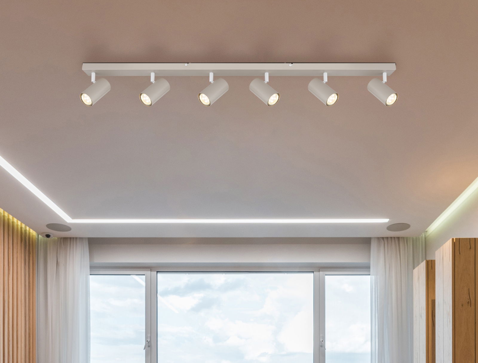 Globo Lighting Spot ROBBY Deckenstrahler mit sechs verstellbaren Leuchten, Perspektive von unten