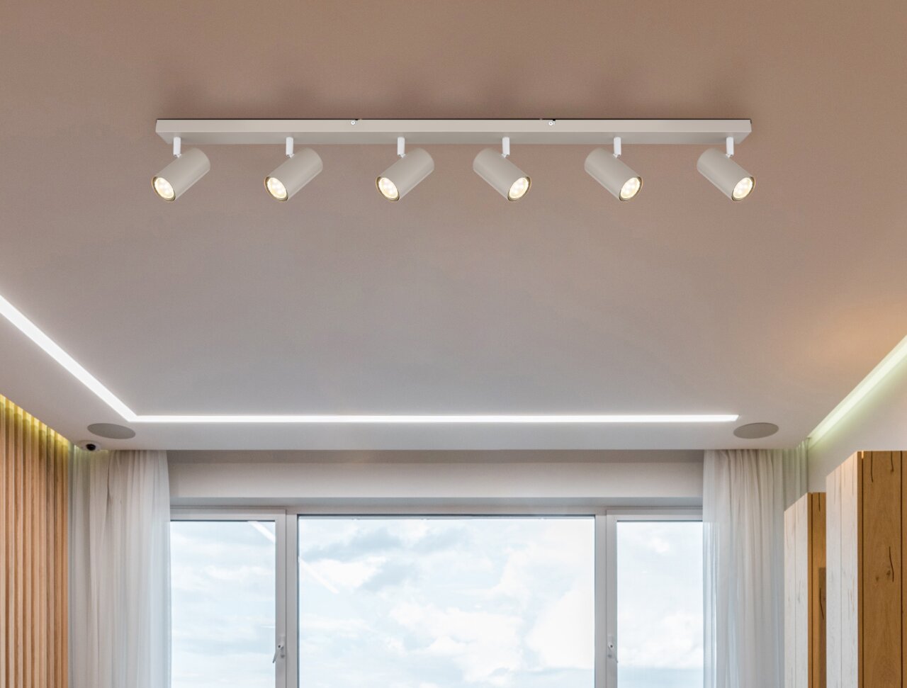 Globo Lighting Strahler ROBBY Deckenstrahler mit sechs verstellbaren Leuchten, Perspektive von unten