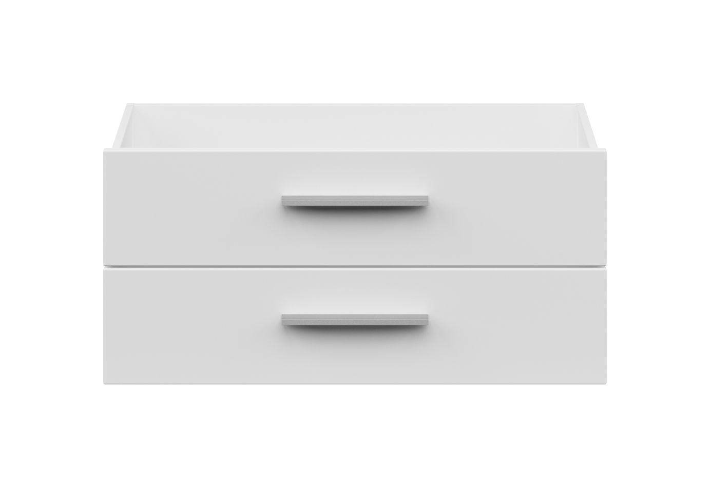 Breites Schubladen-Set mit zwei Schubladen, weiße Frontansicht