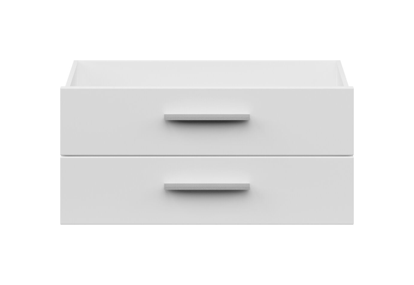 Breites Schubladen-Set mit zwei Schubladen, weiße Frontansicht