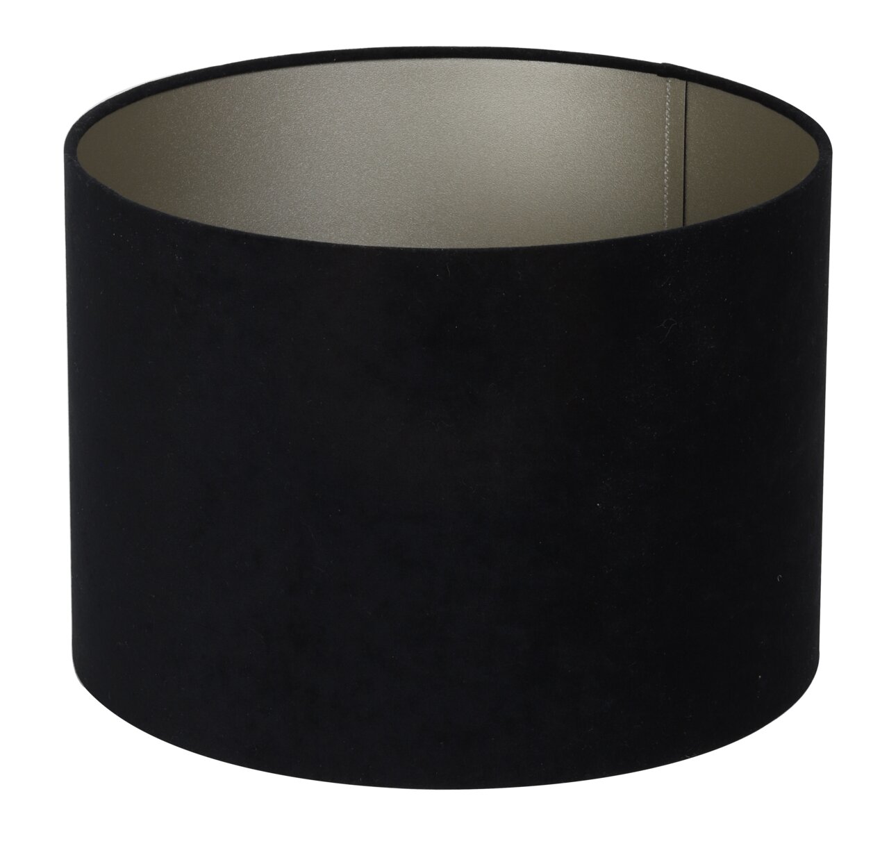 Schwarzer zylindrischer Lampenschirm, seitliche Perspektive