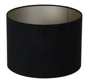 Schwarzer zylindrischer Lampenschirm, seitliche Perspektive