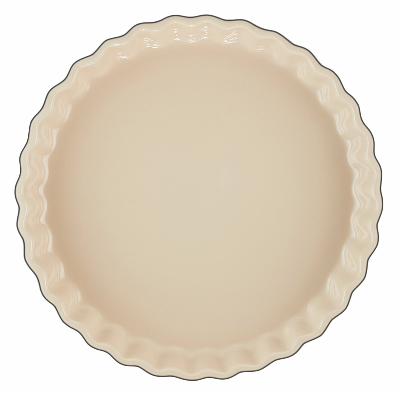 Ronde taartvorm met gegolfde rand, beige, bovenaanzicht