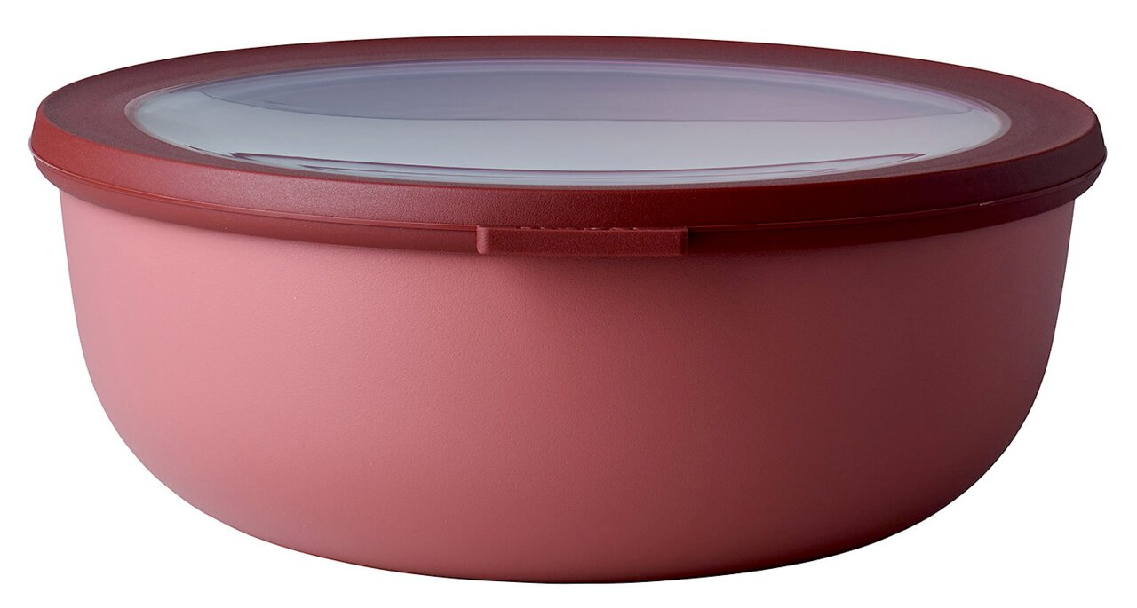 Mepal Multischüssel Vivid Mauve CIRQULA Runde, rosa Multischüssel mit transparentem Deckel, seitliche Perspektive