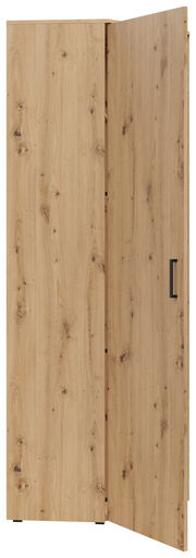 Eckschrank aus Holz mit geöffneter Tür, Frontansicht