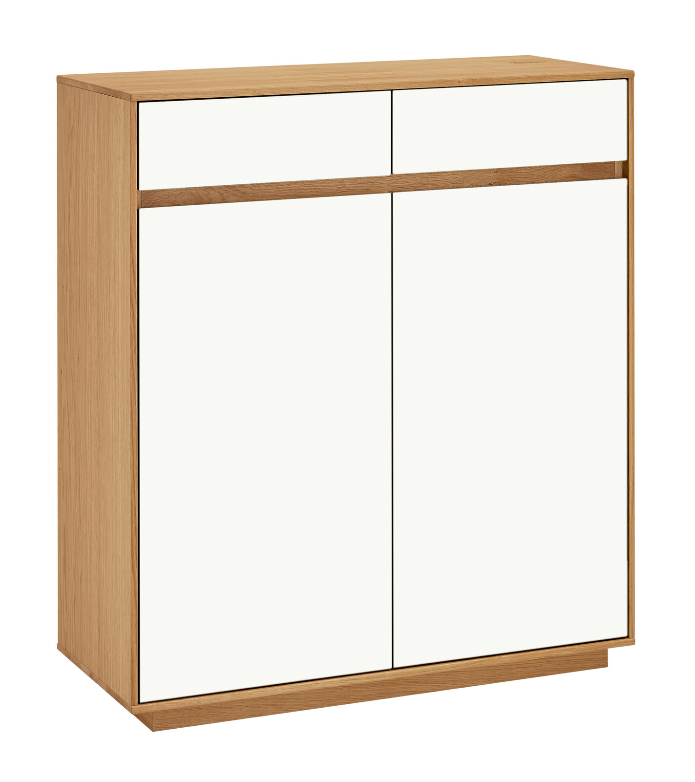 VOSS Schuhschrank V100 Moderner Schuhschrank aus Holz mit weißen Fronten, seitliche Perspektive