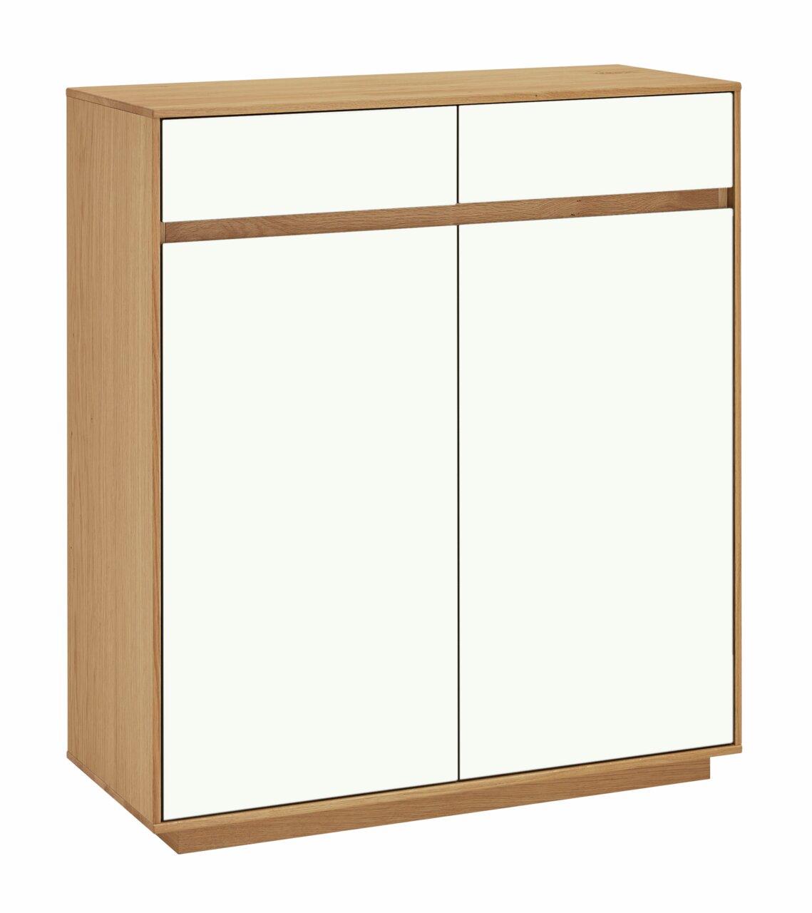 VOSS Schuhschrank V100 Moderner Schuhschrank aus Holz mit weißen Fronten, seitliche Perspektive