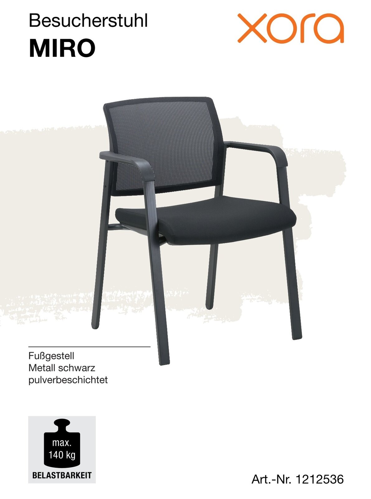 Besucherstuhl MIRO mit schwarzem Metallgestell, seitliche Perspektive